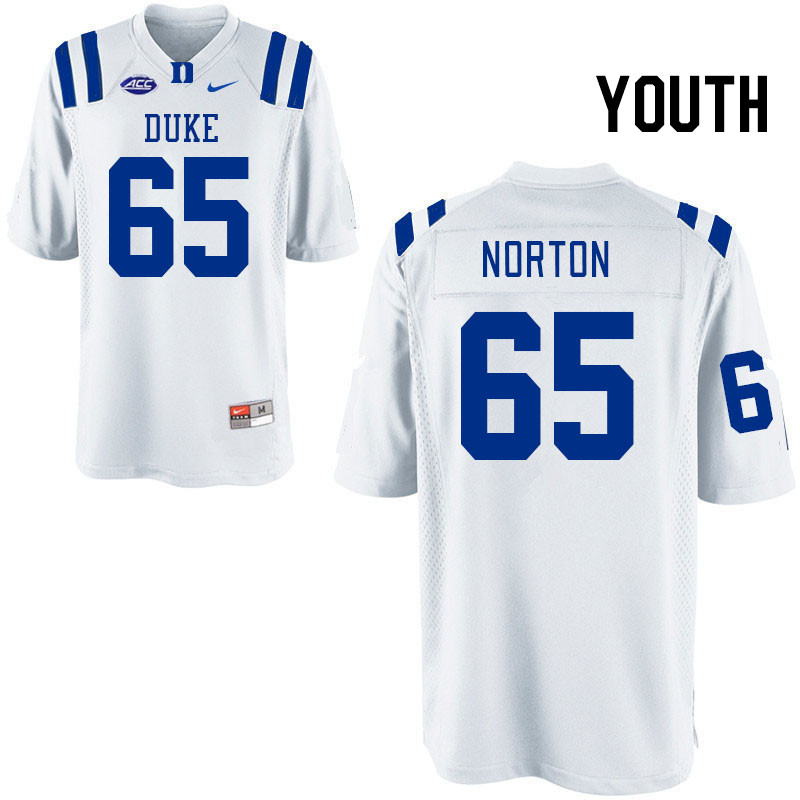 Youth #65 Max Norton Duke Blue Devils College Football Jerseys Stitched Sale-White